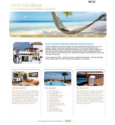 Ny design f�r l�genhetsuthyrning i Marbella i Spanien.