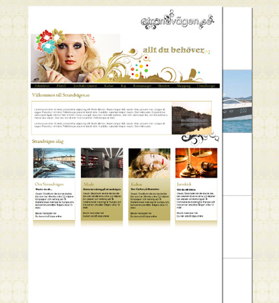Webbdesign för hemsidan strandvagen.se.
