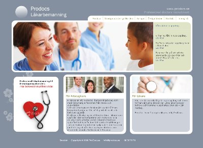 Nya designen för Prodocs webbplats.